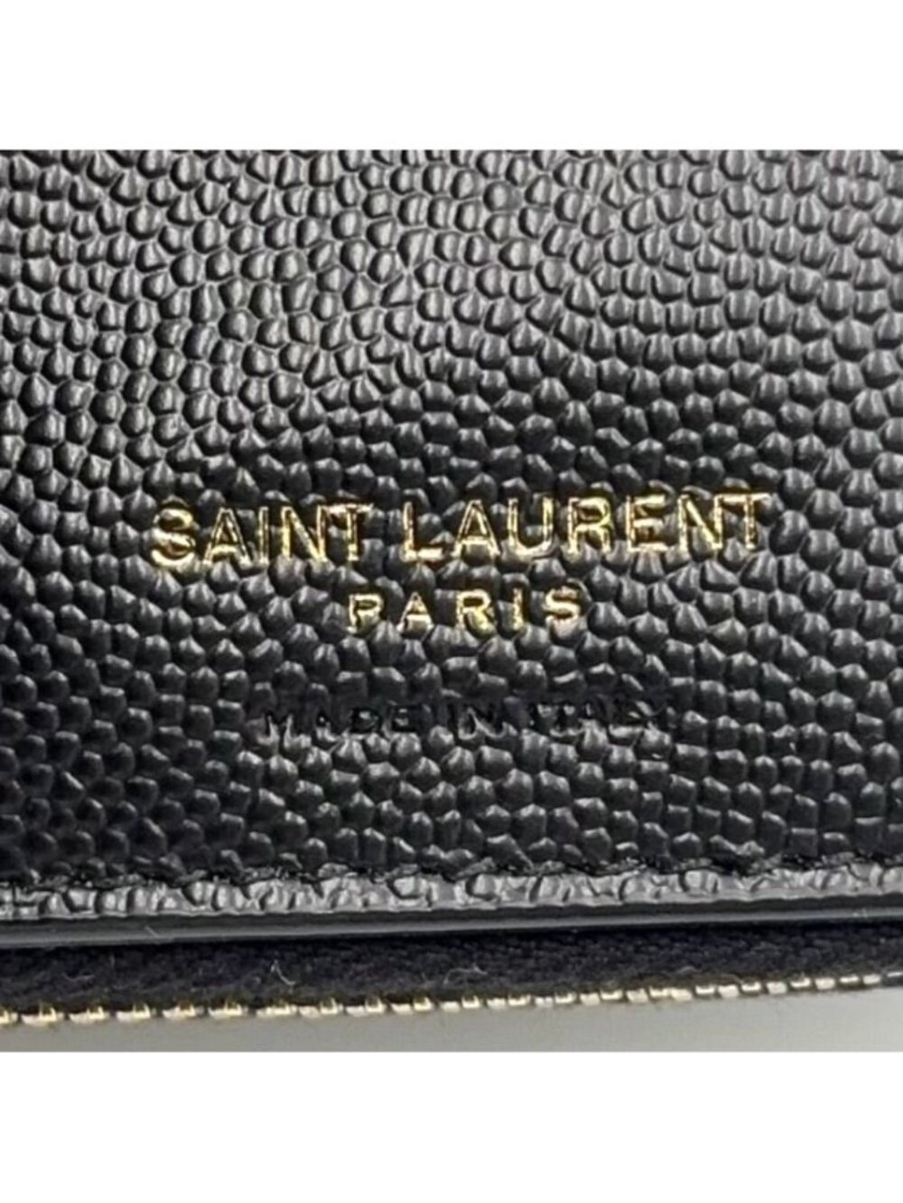 Saint Laurent Paris Monogram Compact Zip Around Caviar Leather Black Wallet Gold - Picture 4 of 13